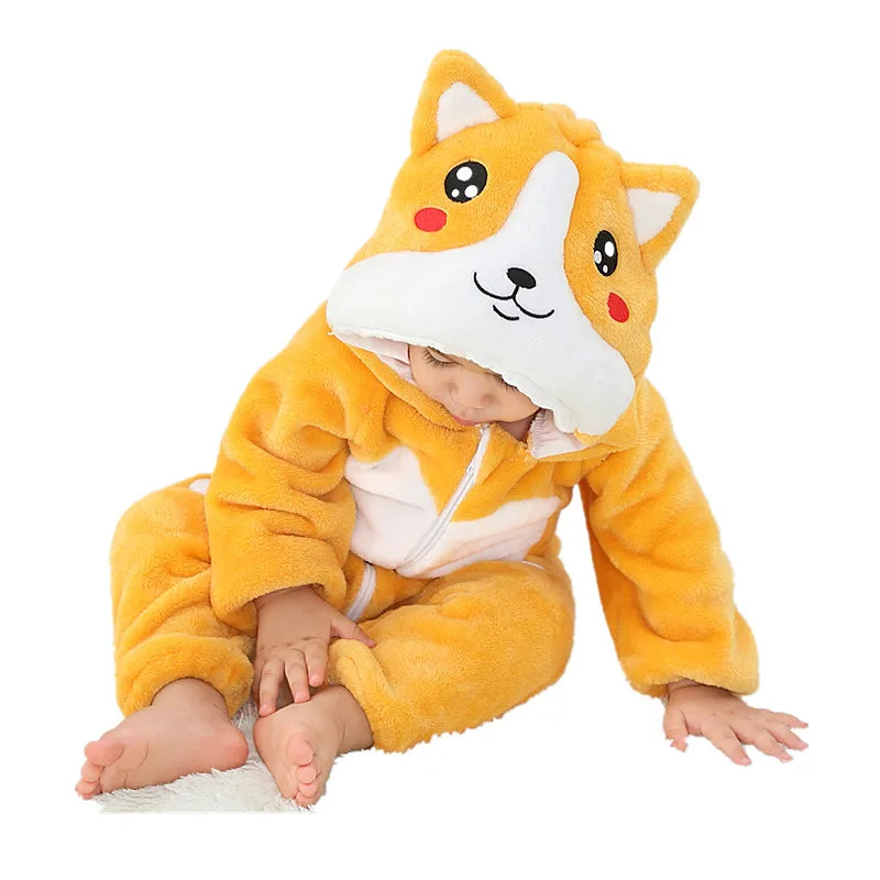 Toddler Green Dinosaur Bodysuit Anime Unicorn Play Pajamas Halloween Animal Role Play Baby Flannel Lion Costume Warm Pajamas