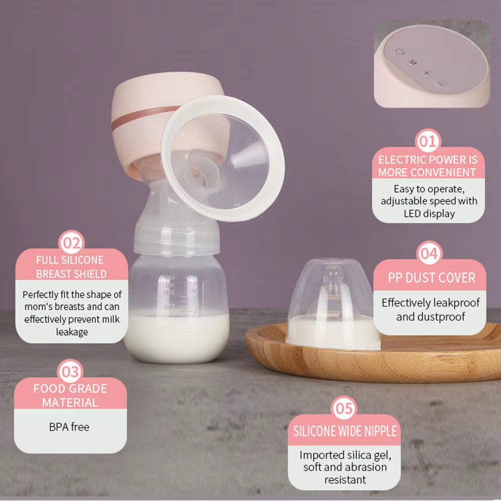 Electric Breast Pump Breast Pump with LED Screen Milk Puller for Breastfeeding Low Noise with 180Ml Milk Bottle Bpa-Free